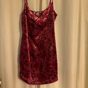 Velvet pink floral dress